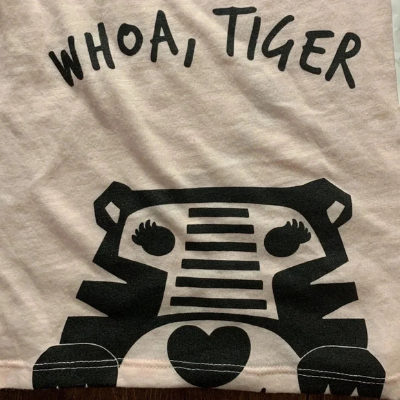Okie Dokie Girls Cold Shoulder Pink Tee Shirt 4T Whoa Tiger - Picture 3 of 6